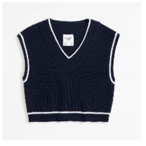 Abercrombie & Fitch Navy V-Neck Knit Sweater Vest